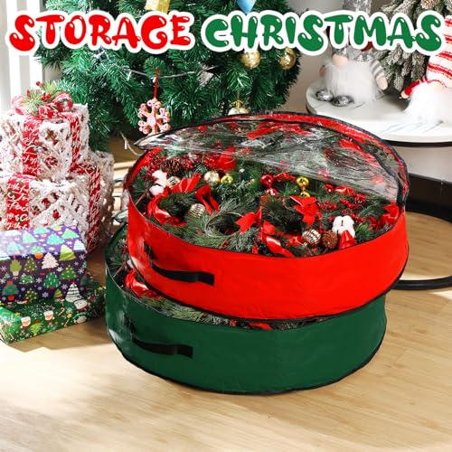 image for Aliceset 4 Pack Wreath Storage Containers, Christmas Garland Storage B