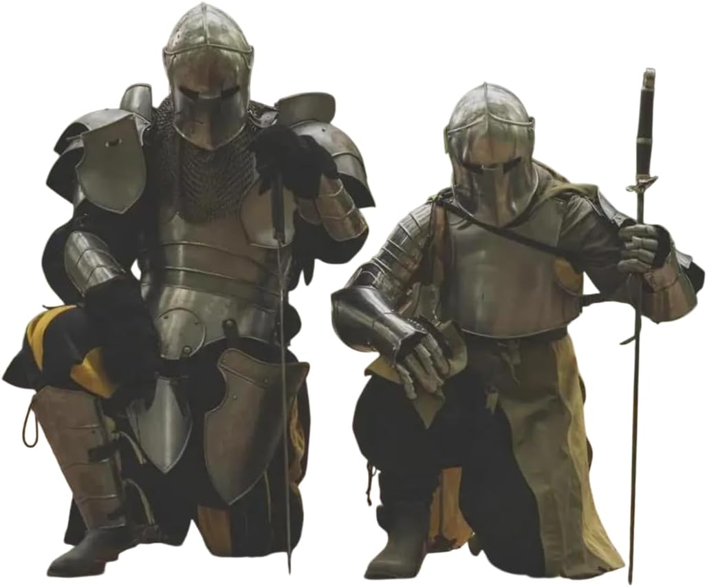 ARTIZANSTORE Fully Wearable Knight Suit – Barbuta Visor Helmet & Full Mild Steel Armor for LARP Full Costume Mild Steel Wearable Suit for Cosplay