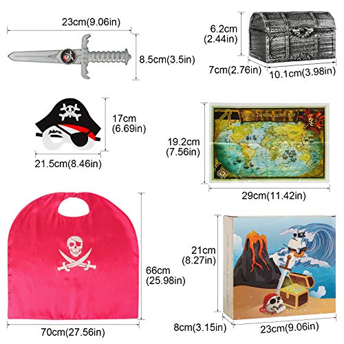 Kuaima 01010101 Pirate Cape Set Kids Pirate Costume Set Pirate Role Play Dress Up Set Pirate Accessories Kit Pirate Cosplay Pretend Dress Up Set Halloween Christmas Birthday Costume Party Gift thumb #6