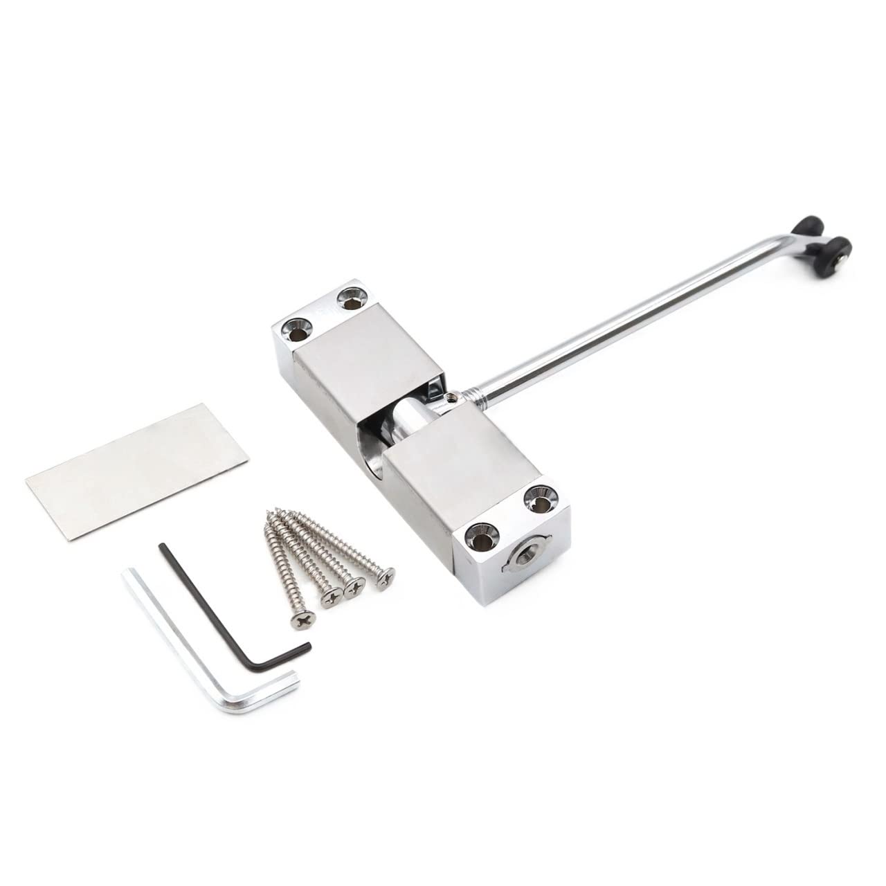 Lkfjnhepf Silver Door Closer 40Kg Automatic Spring Door Closer Stainless Steel Adjustable Closing Device Black Gold Hardware(Silver)