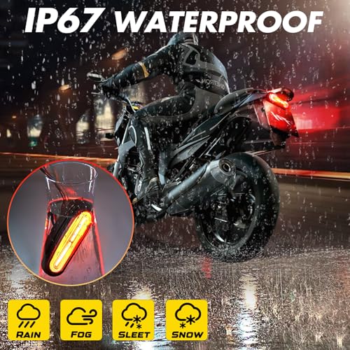 Image of Alopee 5 inch Universal Led Motorcycle Tail Lights 12V-80V, 1 Pack | Dual Color Rear Brake and Turn Signals IP67 Waterproof for Dirt Bike ATV Tail Light Scooter Truck Trailer and Golf Cart