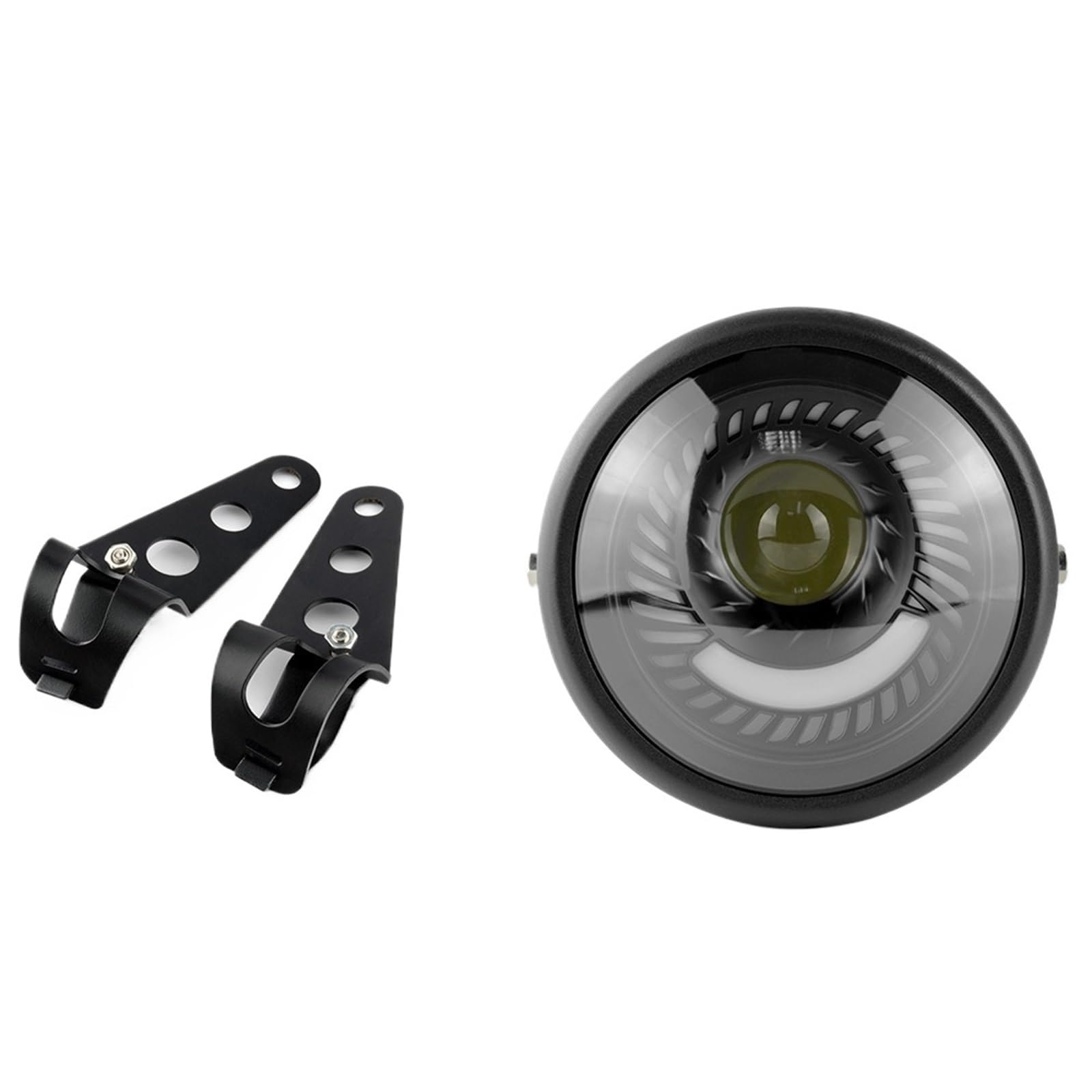 Dirt Bike przednie światła 6,5 cala Okrągły Vintage Motocykl Reflektor Led Angel Eyes DRL Lampa Jazdy Z Uchwytami Reflektor Dla Cafe Racer Dziennej Dla(28mm-36mm)