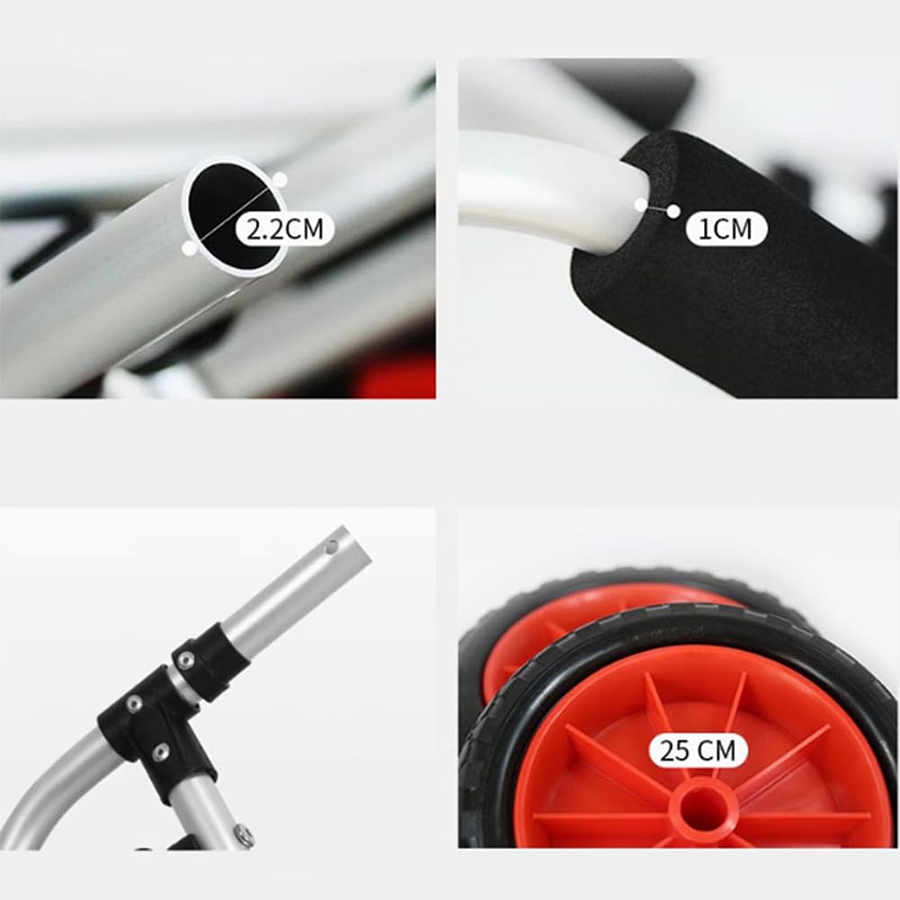 Carro para Kayak de Alta Resistencia con neumáticos macizos de 10 Pulgadas y Estructura de aleación de Aluminio, Carrito Plegable para el Transporte de canoas y embarcaciones.
