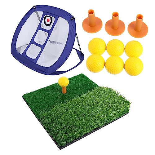 DECOMELODY Nylon Golf Practice Set Training Net Mats Practice Net Training Foldable Design Perfect for Beginners Golfers Families
