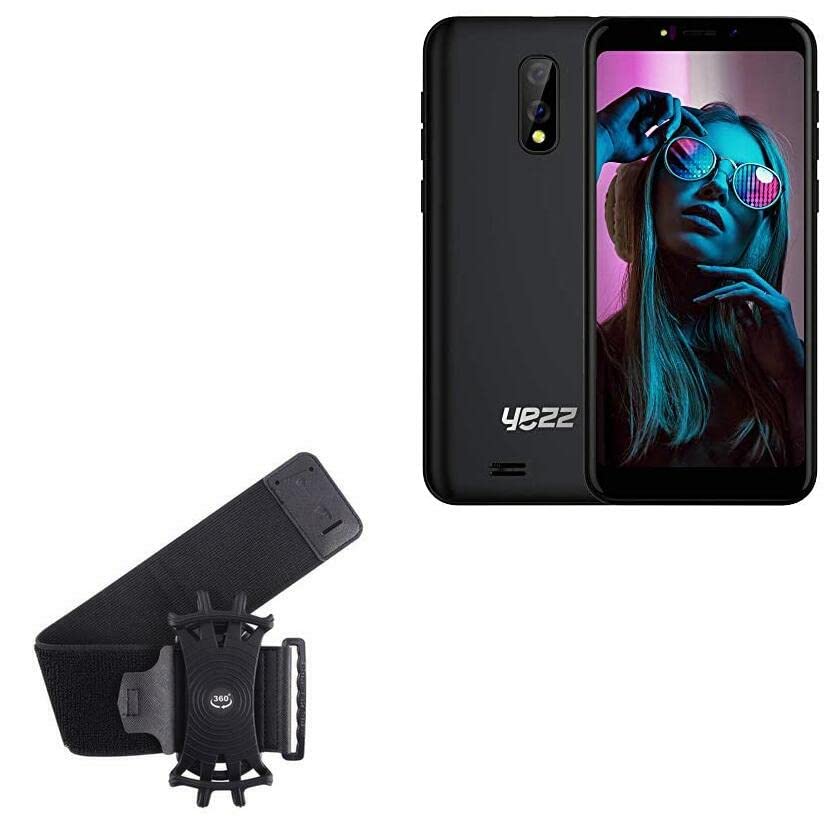 BoxWave Holster Compatible with Yezz Max 1 Plus - ActiveStretch Sport Armband, Adjustable Armband for Workout and Running - Jet Black