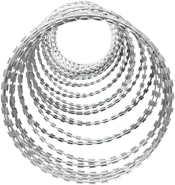 Kanduo Alambres de púas Rollos de malla de alambre de púas de acero inoxidable, densificada de doble hélice, cerca de seguridad anti-trepa, difícil de contactar, 10m