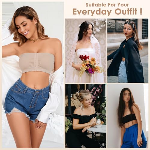 Image of Strapless Bra for Women Front Closure Non-Slip Wireless Bandeau Bra Padded Bandeau Tube Top 2026