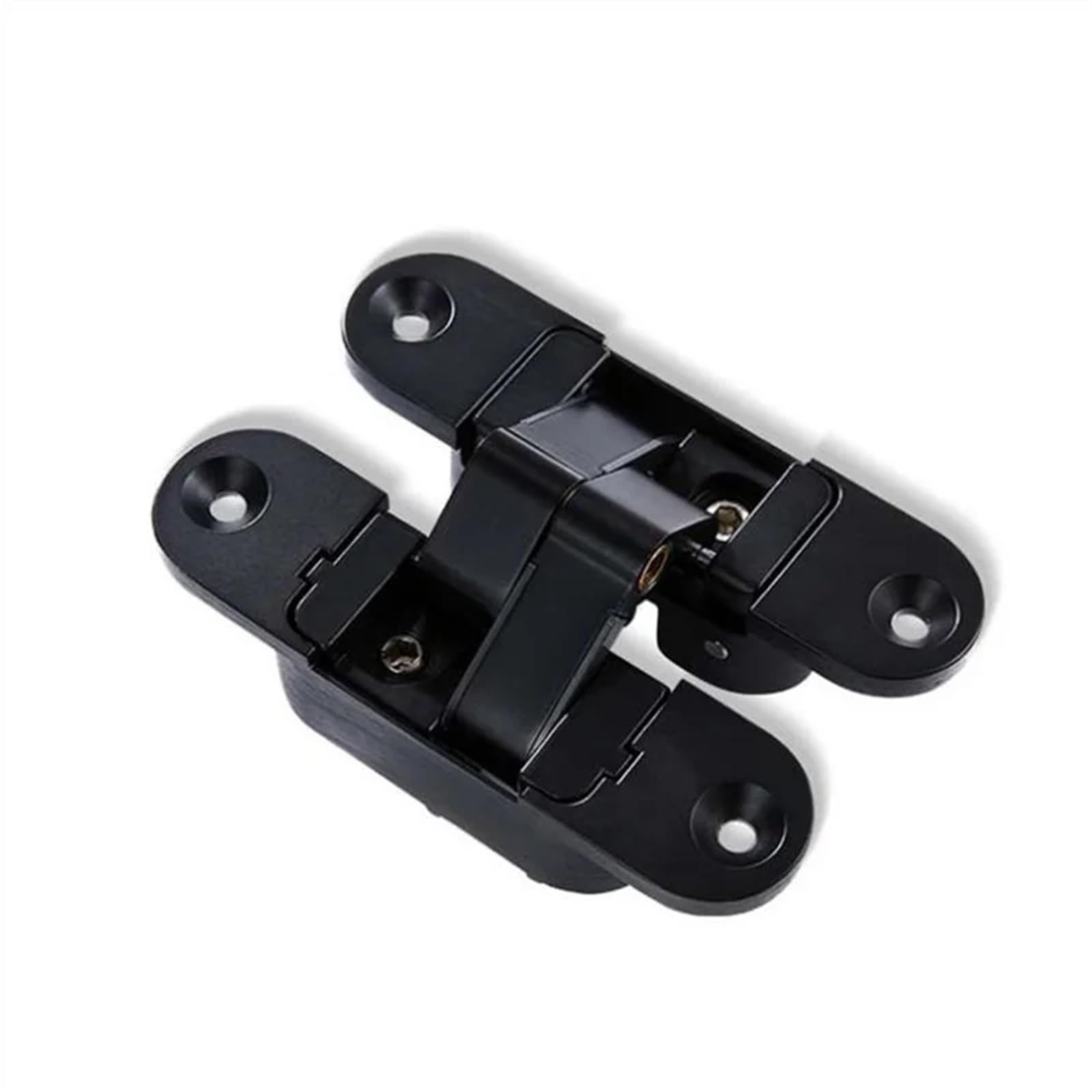2Pcs Three-Dimensional Invisible Door Hinges Wooden Door Folding Blind Doors Cross 180° Inside and Outside Open Hidden Hinges(Black,Left)