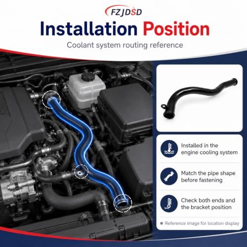 Image of FZJDSD 1PC Water Inlet Pipe and O-Rings 254602G201 Compatible with Hyundai Santa Fe Sonata Tucson 2010-2021 Compatible with Kia Forter Optima Sorento Fit for Sportage 2010-2021 2.0L 2.4L #25460-2G201