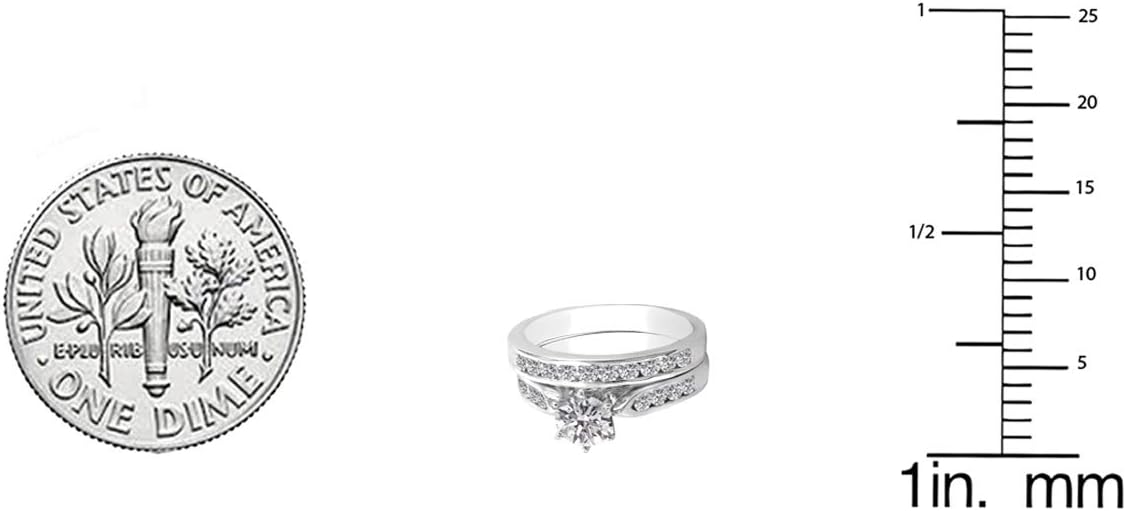 Dazzlingrock Collection 1.00 Cttw 10K Solid Gold Round Lab Grown Diamond Womens Engagement Band Ring Set