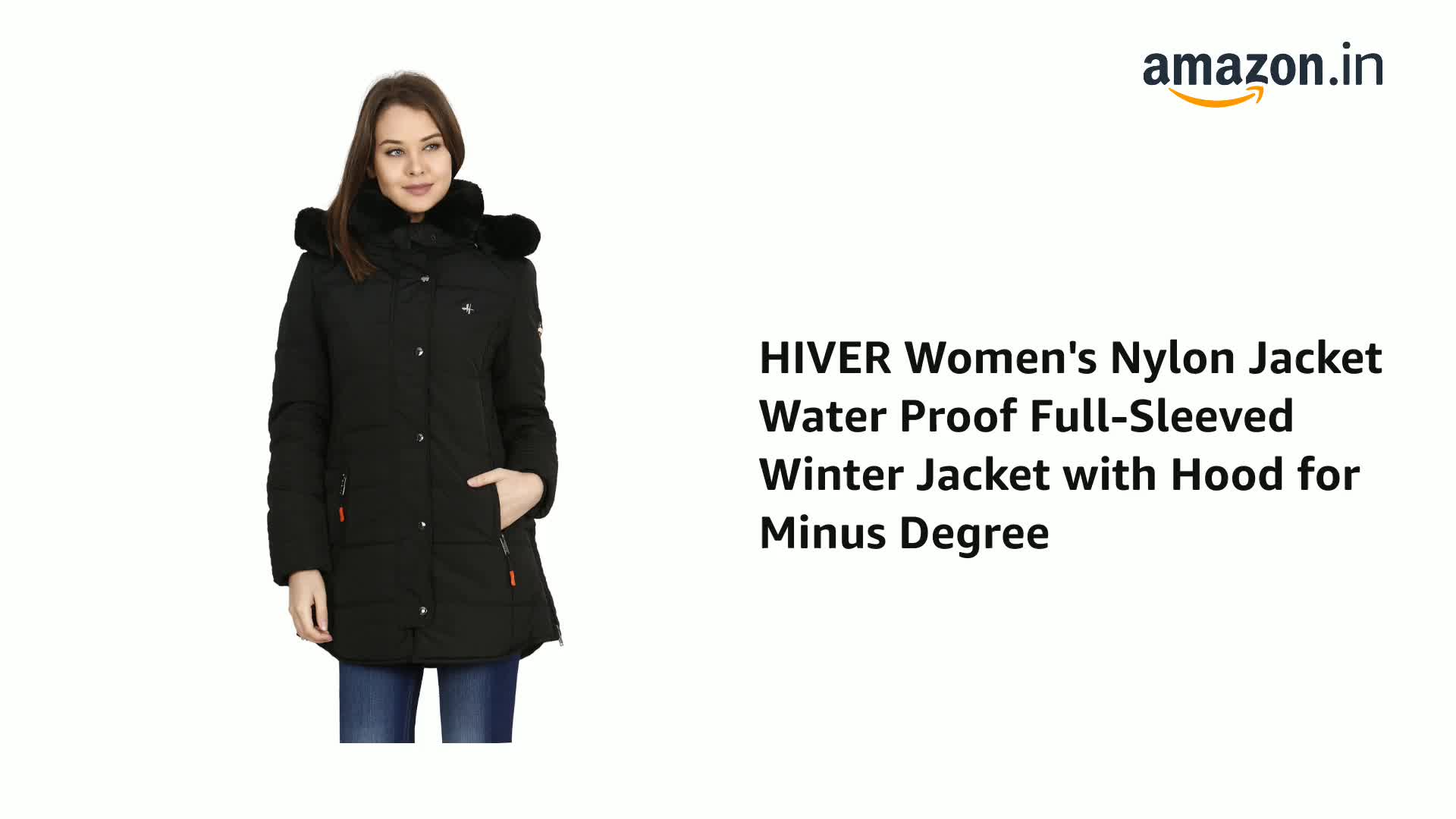 HIVER Women's Nylon Xtreme Full Sleeved Winter Jacket with Hood