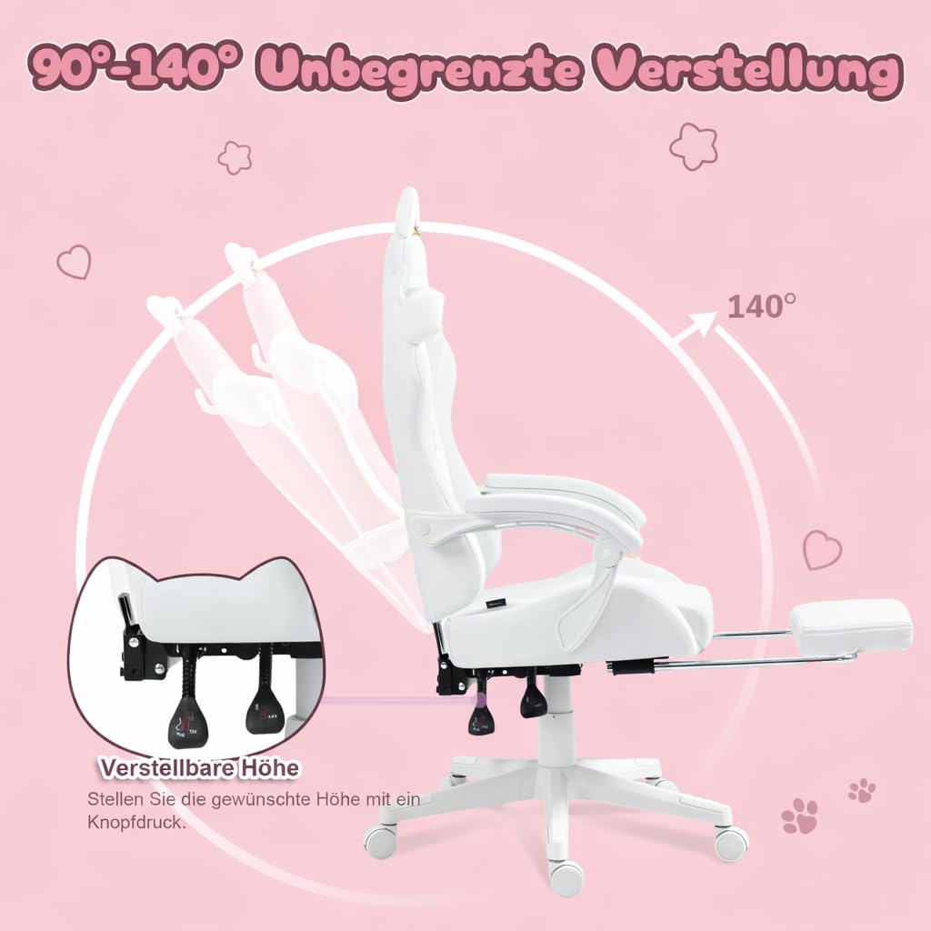Dowinx Gamingstoel voor volwassenen met pocketveerkussen, computerstoel met voetsteun en massage lendensteun, ergonomische hoge rugleuning videospelstoel voor kantoor of gaming, zwart Dowinx Gamingstoel voor volwassenen met pocketveerkussen, computerstoel met voetsteun en massage lendensteun, ergonomische hoge rugleuning videospelstoel voor kantoor of gaming, zwart