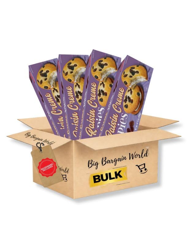 Big Bargain World Snack Gift Box Raisin Creme Pie, 4 Pack, 10.15 Oz Individually WrappedEach with Bonus Bookmark