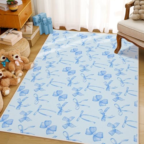 Tapete decorativo azul tipo lazo 4x6 pies