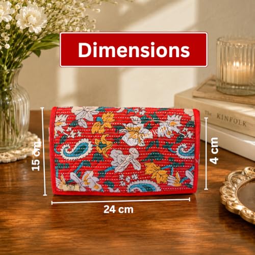 Image of Trendifly Embroidery Sling Jewellery Organiser Storage Bag Pouch for women & girls | Bank Locker jewelry Organizer | Earring Necklace Bangles Organiser for Travel & Gifting (Dark Red)