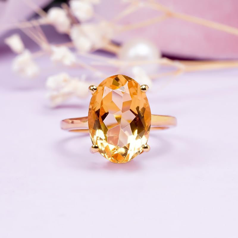 Bague en argent 925 avec citrine véritable cadeau de naissance idéal - 5