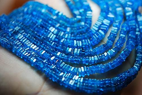 Apatite bleue néon perles heishi carrées 4mm LKBEADS pour créer vos bracelets d'été bohèmes