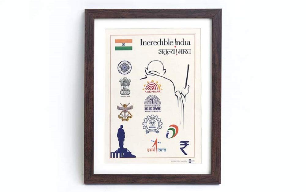 Buy Symbols of Modern India Wall Frame Black Printed on