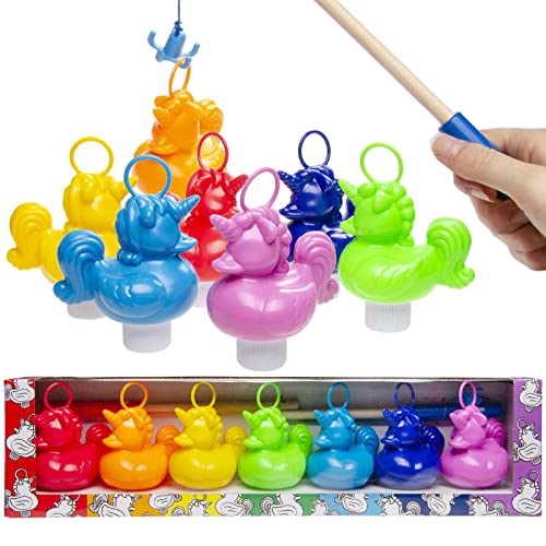 JuniorToys Enten Angelspiel Jahrmarkt XL Set mit 2 Holzangeln und 7 Einhorn-Enten Cover