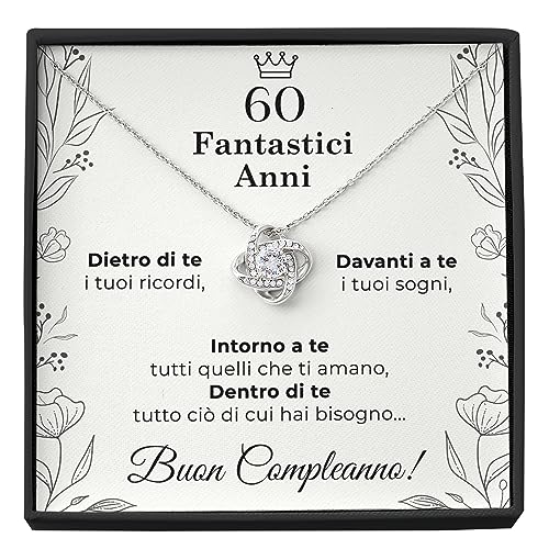 SOFIA FERRER Regalo Donna Compleanno, Collana Argento, 60 Anni Compleanno Donna, Catenina e Biglietto Auguri, Idee Regalo Amica, Sorella, Mamma, Moglie (60 anni)