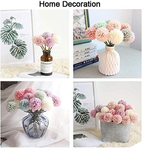 Louiesya 12pcs Black Artificial Flowers Fake Flowers Silk Artificial Chrysanthemum Ball Hydrangea Bridal Wedding Bouquet for Home Garden Party Decor (Black) - Image 5