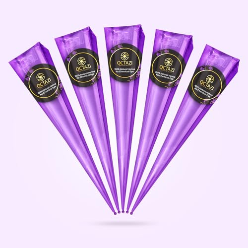 OCTAZI Henna Cones Brown Indian Mehendi Cones For Temporary Body Art Tattoo Mehindi All Natural Organic Herbal Pure Mehndi Henna Paste Cone For Festival, No Chemicals, No Dyes, Ready To Use (6 Cones)