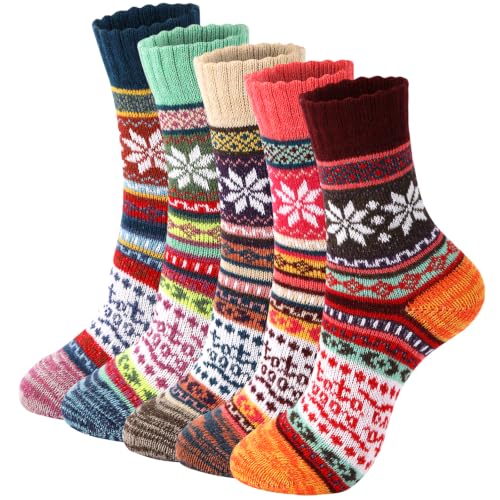 Trifabricy Wool Socks for Women, Winter Thick Warm Crew Boot Hiking Socks - image 1