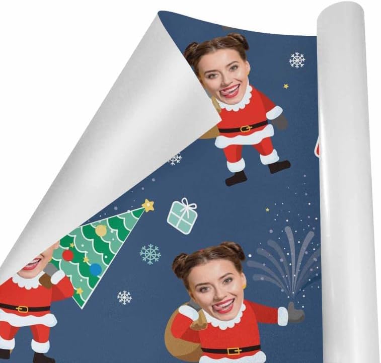 Miniatura 3 de LESOCUSTOM Papel de regalo personalizado con foto, papel de regalo de cumpleaños personalizado con imagen, rollo de envoltura de regalo de Navidad,