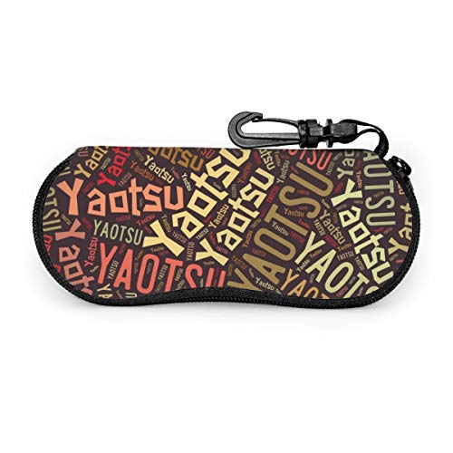 メガネケース メガネポーチ 八百津町 眼鏡ケース ファスナー式 フック付き 擦り傷防止 小物入れ 柔らかい 防滴可能 One Size Black