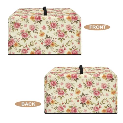 Image of Microwave Oven Cover Protective Kitchen Appliance Dustproof Cover Stain-Resistant Air Fryer Toaster Oven Protector Countertop Decorations, L, Pink Rose Beige