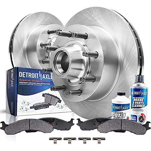 Image of Detroit Axle - Front Brake Kit for Ford E-250 Econoline E-350 Club Wagon | E-450 Super Duty Replacement Disc Brake Rotors Ceramic Brake Pads
