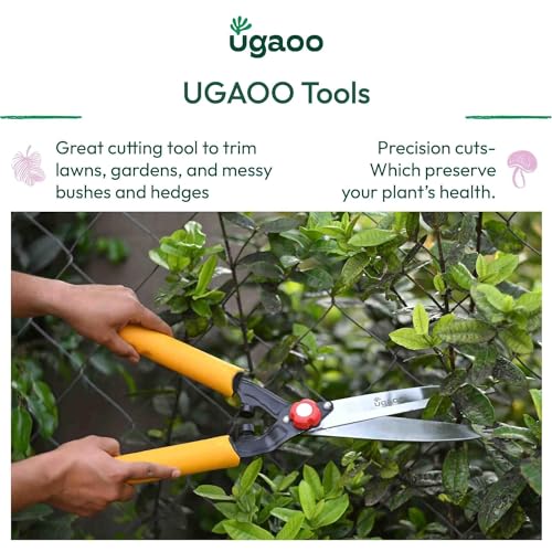 Image of UGAOO Hedge Shears for Gardening | Garden Shears & Garden Cutting Scissors | Plant Cutting, Hedge Trimming Scissors | Heavy Duty Garden Cutter Tool with Plastic Sleeve, 10 Inch Blade