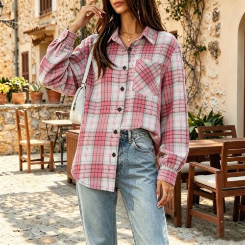 Plaid Jackets for Women Gingham Button Down Boho Comfortable Tops - image 3