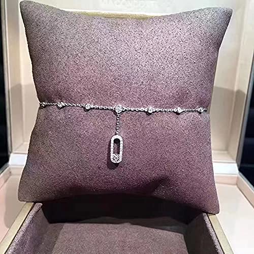 Piede del Braccialetto della cavigliera, Gioielli in Argento Sterling 925 Puro di Marca per Le Donne Cavigliera da Spiaggia Slide Stone Drop Pendant Cavigliera Move Stone Design Cavigliere estive