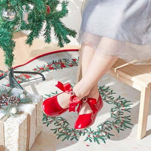 Image of PHIRAMIN Toddler Flower Girl Dress Shoes - Little Girl Mary Janes Flats Wedding