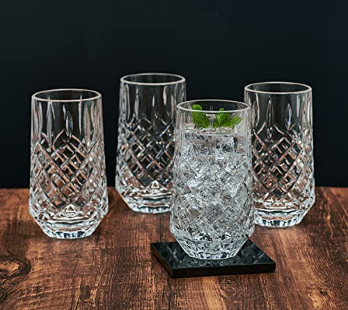 Mikasa Wesley Highball Tumbler Cups, Set Of 4, 12 Ounce, Clear #TOP3