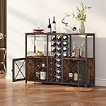 Homeiju Mini Bars for Home, Wooden Coffee Bar Cabinet, Modern Liquor Cabinet for Liquor and Glasses, Farmhouse Buffet Wine Bar Cabinet with Storage Sideboard for Home Kitchen Dining Room - Image 2