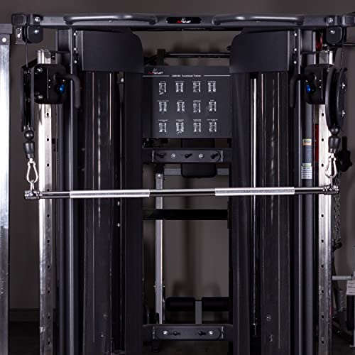 AmStaff 48" Straight Ez Curl Lat Pull Down Bar with Revolving Double Hook for Dual Pulley Cable Machines, Functional Trainer Multi-Purpose Attachment