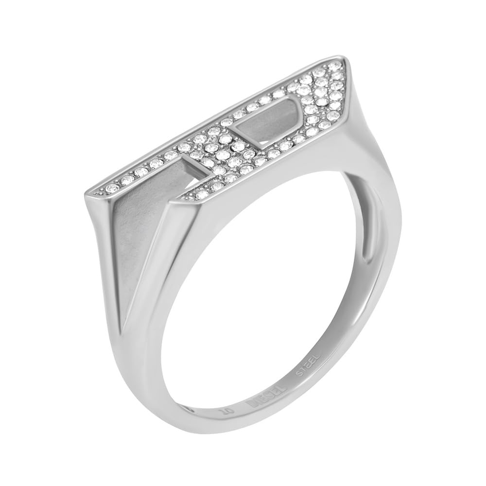 Diesel D Logo Unisex Edelstahl oder Kristall Glitz Siegelringe