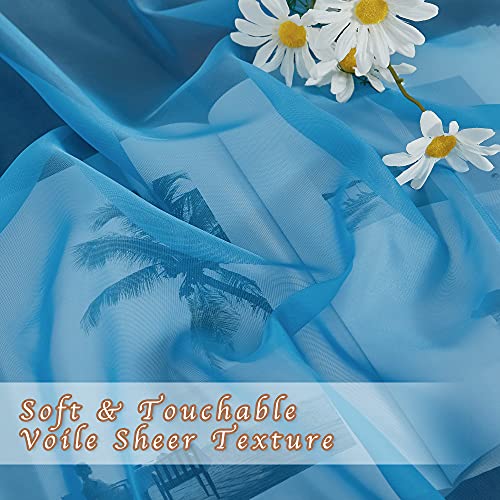 Image of NICETOWN Sheer Curtains for Bedroom Windows, Grommet Living Room Curtain Drapes Voile Textured Soft & Lightweight Window Dressing for Nursery, Turquoise, W54 x L63, 2 Panels