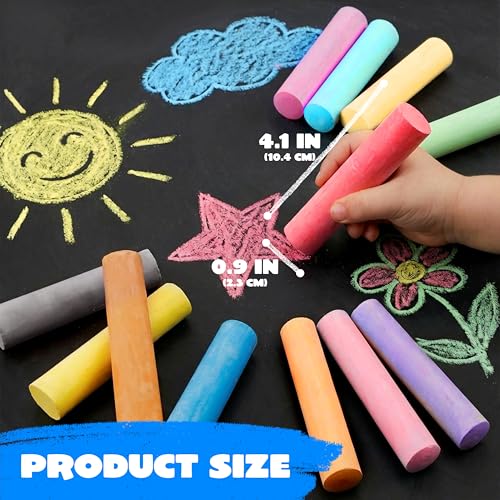 Image of JOYIN 224 PCS Sidewalk Chalks Set Non-Toxic Washable Jumbo Chalk for Outdoor Art Play, Painting on Chalkboard, Blackboard and Playground