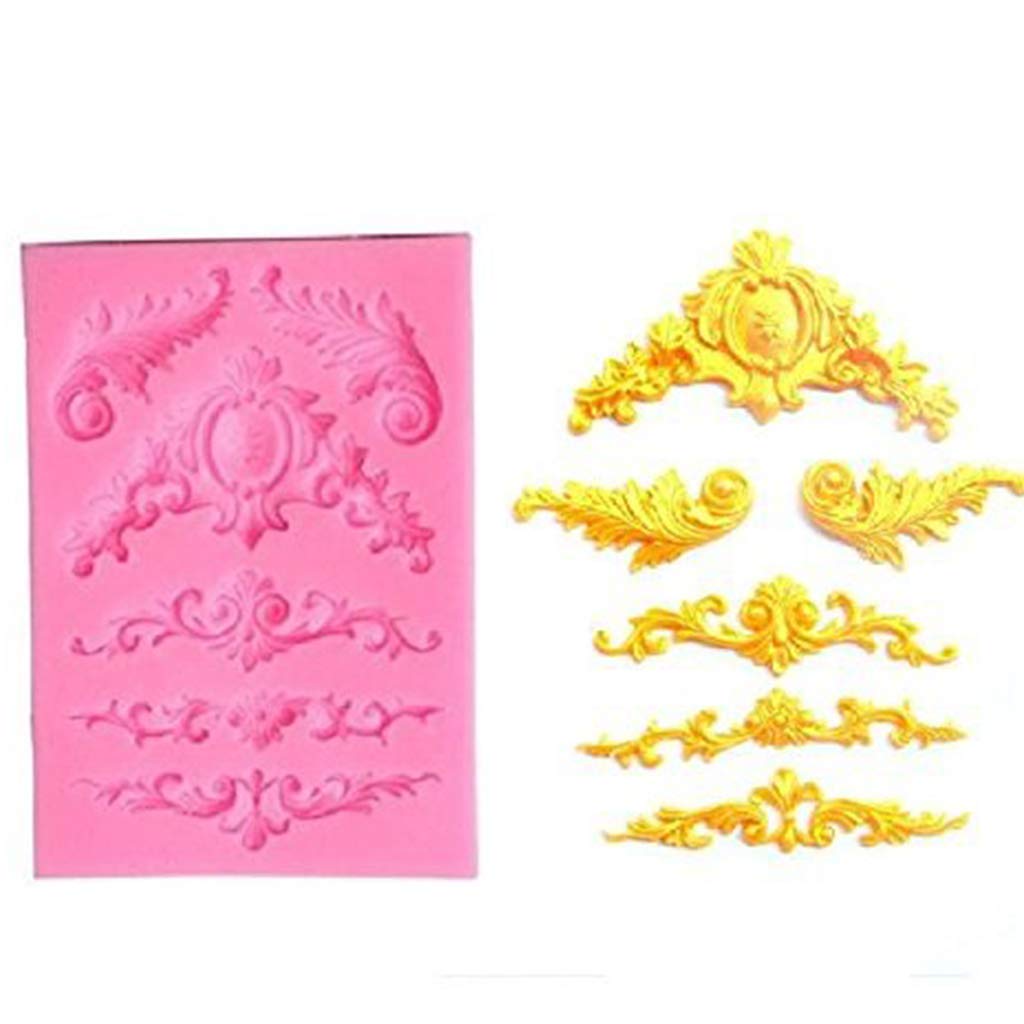 GUMEI 5pcs Barock Stil Spitze Fondant Silikonform für Kuchen Cupcake Schmuck Dekor