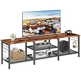 Furologee TV Stand for TVs up to 70 Inch, 63 Inch Entertainment Center with Open Storage Shelves, Television Stands with Soundbar Shelf for Living Room, Bedroom, Rustic Brown