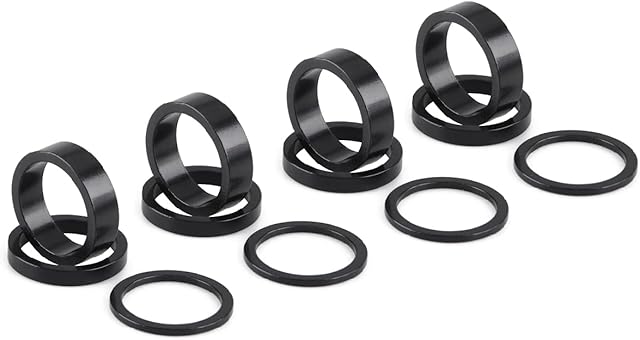 Azarxis Bicycle Headset Spacer 12 Pcs Bike Handlebar Stem Spacers Set Fit 28.6cm Stem for MTB BMX Mountain Road Bikes Cycling 2mm 5mm 10mm (Set01-12 pcs)