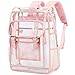 abshoo Transparent Clear Backpack Heavy Duty Backpack For School Teen Girls Women Clear Bookbag (Pink)