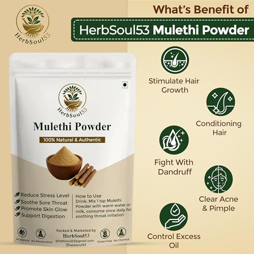 Image of Pure Natural Mulethi Powder 250gm - Drinkable Licorice Root Churna | Yashtimadhu Ayurvedic Powder for Glowing Skin, Pigmentation, Hair, Throat, Cough Relief & Immunity Support