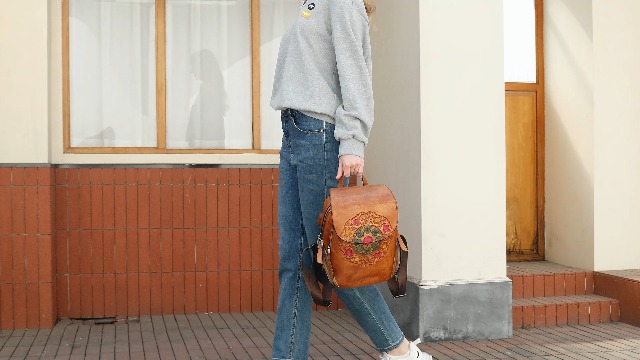 3315 Leather Backpack Organizer Retro Vegetable Tanning leather bag Vintage Amazon.com: Leather Backpack for Women Organizer Retro  main image 2