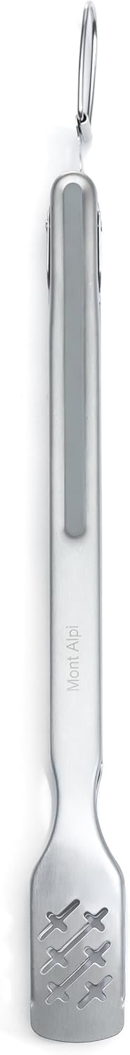 Mont Alpi MATK Heavy Duty Stainless Steel 3 Piece Tool Kit with Double Cleaning Brush - Outdoor Barbecue Grilling Accessory Set - Lockable Tongs, Solid Head Spatula & Grill Brush with Extra Scrub Head