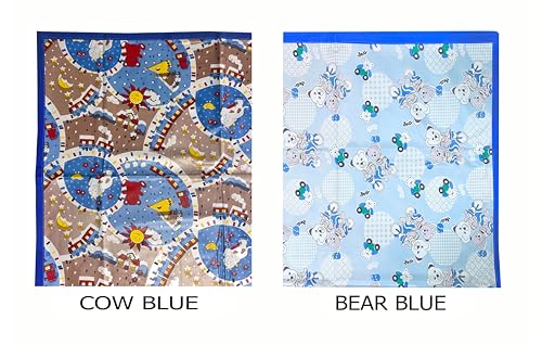 Image of EcoSoft Plastic Sheet,PVC Sheet for Kids,Rubber Sheet for Babies,Bed Wetting Protector(90 x 135 cm) (Blue Bear & Blue Cow)