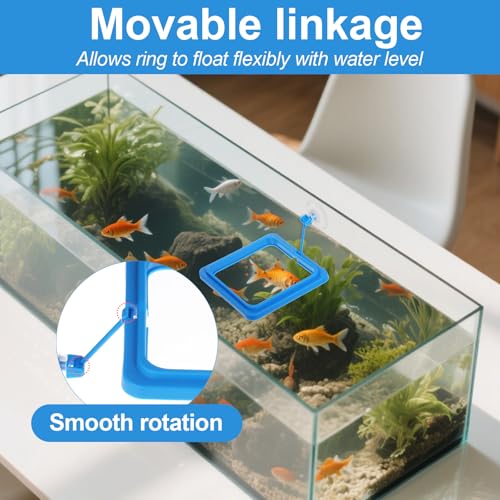 Image of 2 Packs Fish Feeding Rings with Suction Cup Aquarium Feeding Ring Fish Floating Food Feeders, Square & Circle, Blue